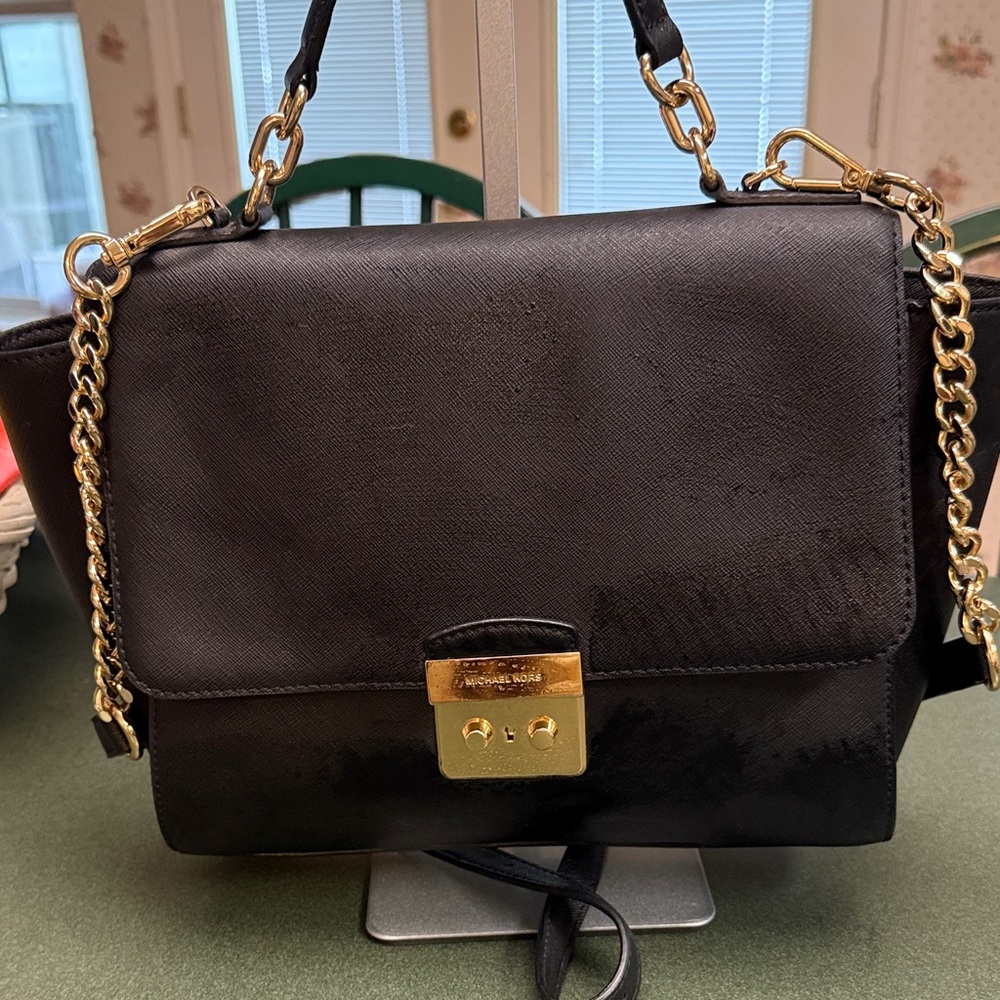 Michael Kors Black Shoulder Bag with Gold Chain